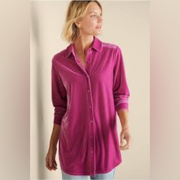 Soft Surroundings Tops - Soft Surroundings Velvet Boyfriend Tunic Shirt